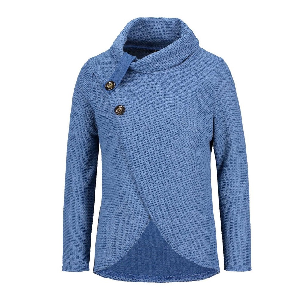 Knitted Pullover, Blue, Long Sleeve,  O Neck - M